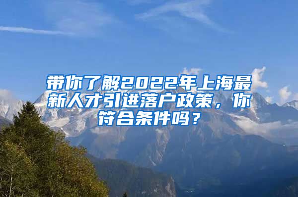 带你了解2022年上海最新人才引进落户政策，你符合条件吗？