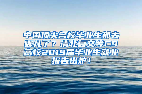 中国顶尖名校毕业生都去哪儿了？清北复交等C9高校2019届毕业生就业报告出炉！