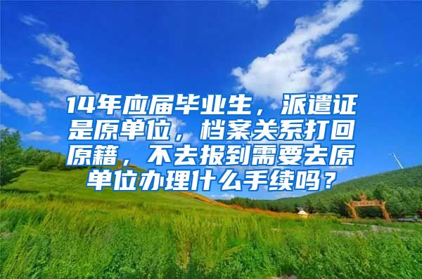 14年应届毕业生，派遣证是原单位，档案关系打回原籍，不去报到需要去原单位办理什么手续吗？