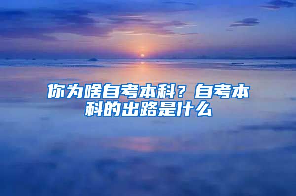 你为啥自考本科？自考本科的出路是什么