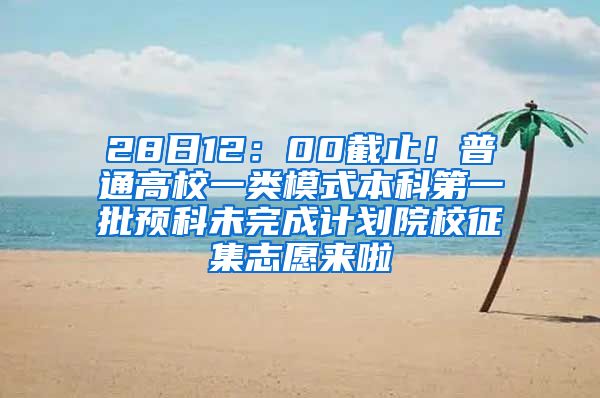 28日12：00截止！普通高校一类模式本科第一批预科未完成计划院校征集志愿来啦