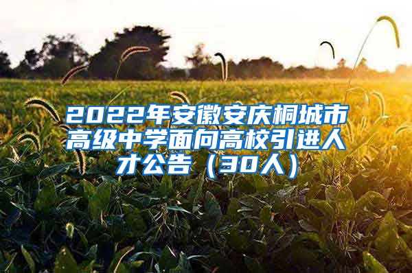 2022年安徽安庆桐城市高级中学面向高校引进人才公告（30人）