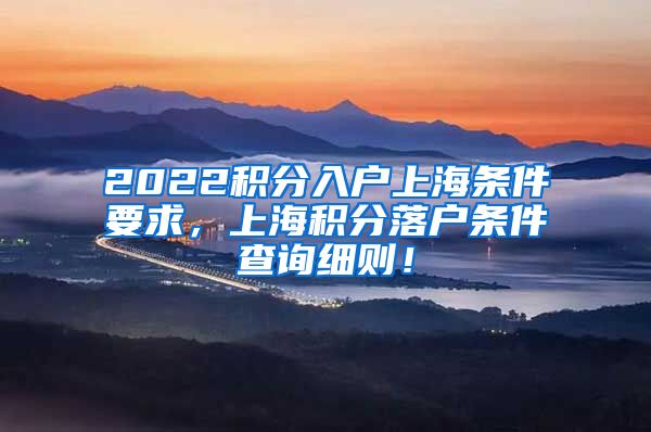 2022积分入户上海条件要求，上海积分落户条件查询细则！