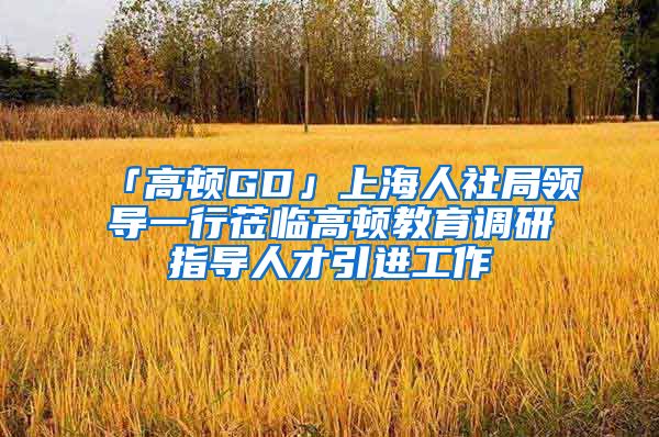 「高顿GD」上海人社局领导一行莅临高顿教育调研指导人才引进工作