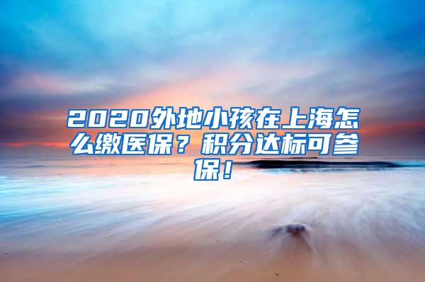 2020外地小孩在上海怎么缴医保？积分达标可参保！