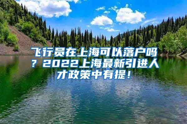 飞行员在上海可以落户吗？2022上海最新引进人才政策中有提！