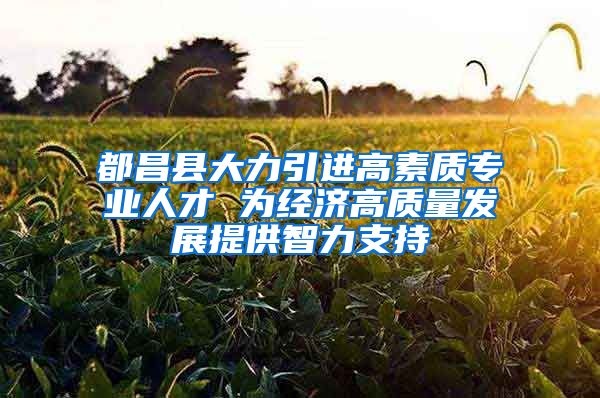 都昌县大力引进高素质专业人才 为经济高质量发展提供智力支持