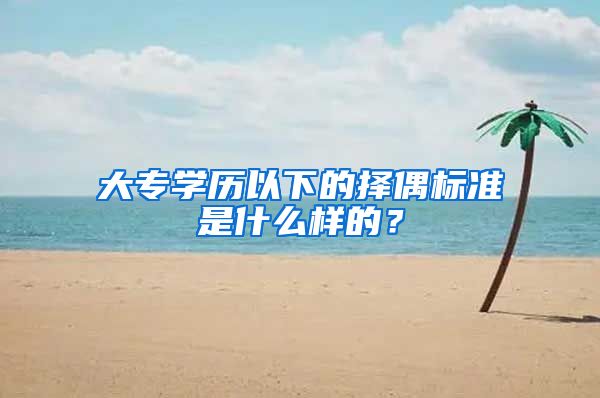 大专学历以下的择偶标准是什么样的？