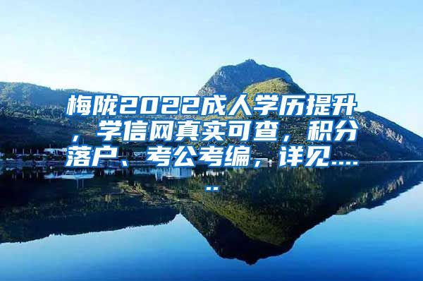 梅陇2022成人学历提升，学信网真实可查，积分落户、考公考编，详见......