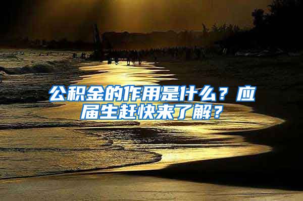 公积金的作用是什么？应届生赶快来了解？