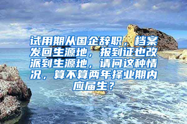 试用期从国企辞职，档案发回生源地，报到证也改派到生源地，请问这种情况，算不算两年择业期内应届生？