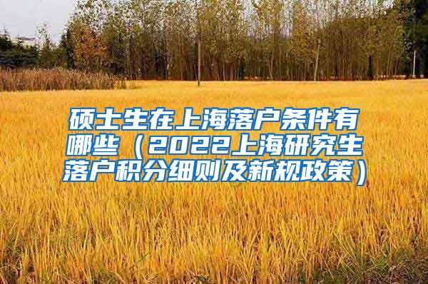 硕士生在上海落户条件有哪些（2022上海研究生落户积分细则及新规政策）