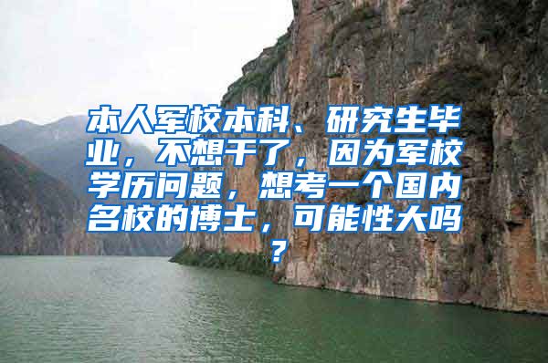 本人军校本科、研究生毕业，不想干了，因为军校学历问题，想考一个国内名校的博士，可能性大吗？