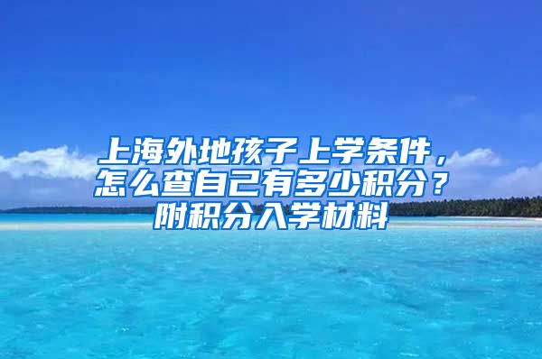 上海外地孩子上学条件，怎么查自己有多少积分？附积分入学材料