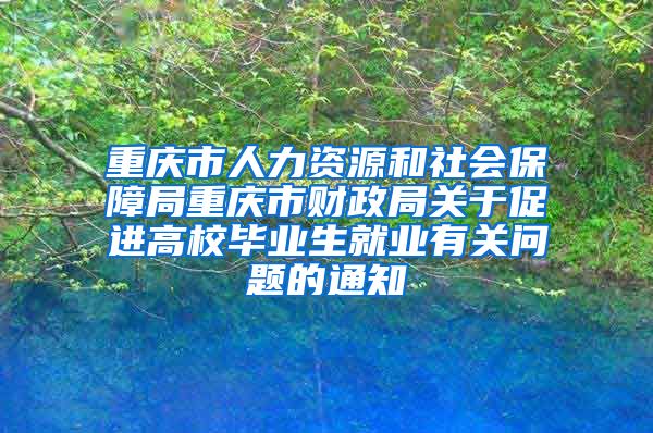 重庆市人力资源和社会保障局重庆市财政局关于促进高校毕业生就业有关问题的通知