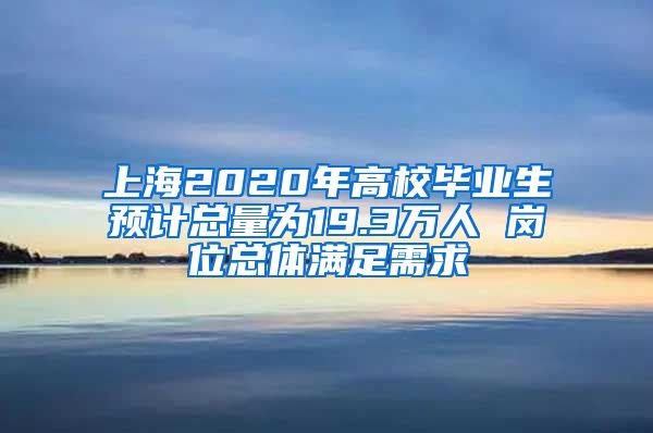 上海2020年高校毕业生预计总量为19.3万人 岗位总体满足需求