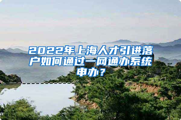 2022年上海人才引进落户如何通过一网通办系统申办？