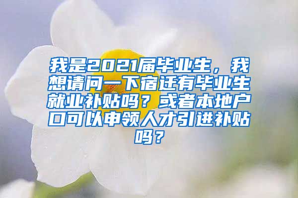 我是2021届毕业生，我想请问一下宿迁有毕业生就业补贴吗？或者本地户口可以申领人才引进补贴吗？