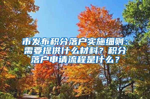 市发布积分落户实施细则：需要提供什么材料？积分落户申请流程是什么？