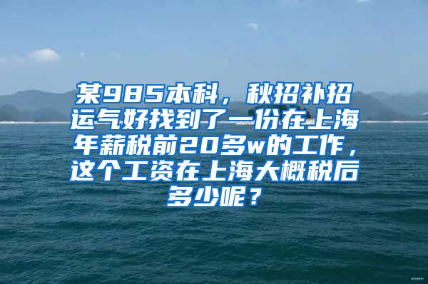 某985本科，秋招补招运气好找到了一份在上海年薪税前20多w的工作，这个工资在上海大概税后多少呢？