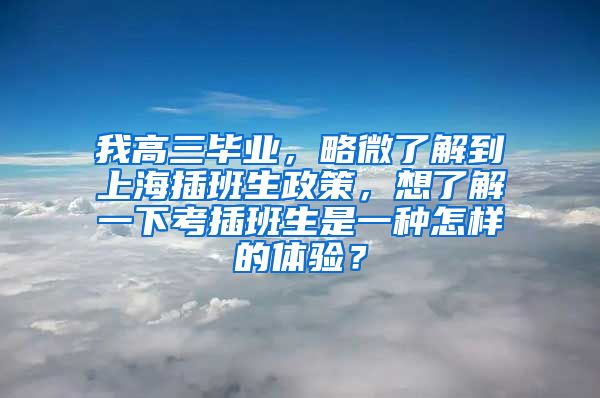 我高三毕业，略微了解到上海插班生政策，想了解一下考插班生是一种怎样的体验？