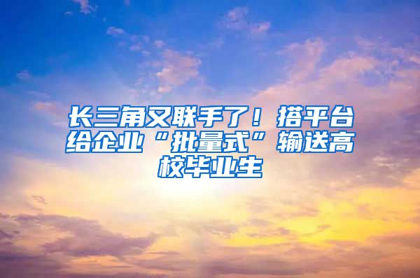 长三角又联手了！搭平台给企业“批量式”输送高校毕业生