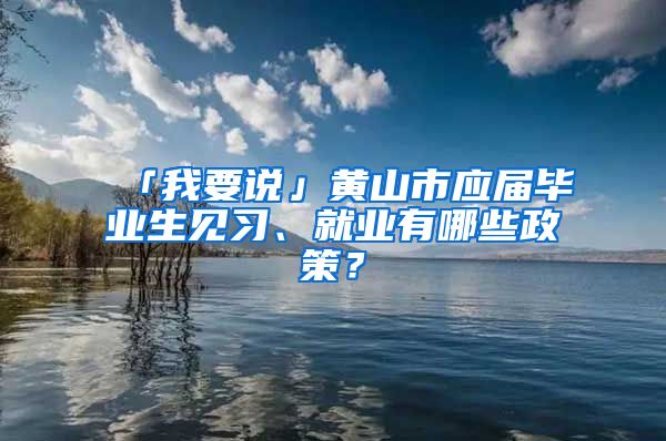 「我要说」黄山市应届毕业生见习、就业有哪些政策？