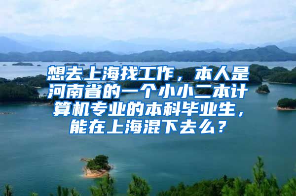 想去上海找工作，本人是河南省的一个小小二本计算机专业的本科毕业生，能在上海混下去么？