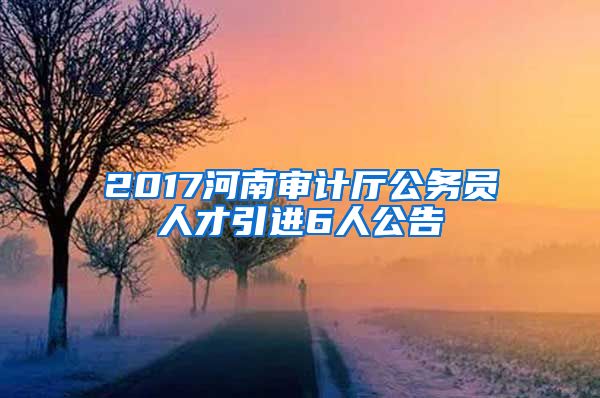 2017河南审计厅公务员人才引进6人公告