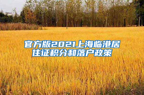 官方版2021上海临港居住证积分和落户政策