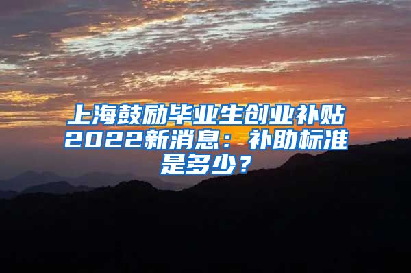 上海鼓励毕业生创业补贴2022新消息：补助标准是多少？