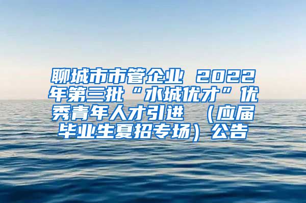 聊城市市管企业 2022年第三批“水城优才”优秀青年人才引进 （应届毕业生夏招专场）公告