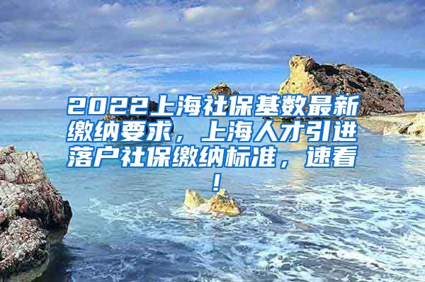 2022上海社保基数最新缴纳要求，上海人才引进落户社保缴纳标准，速看！