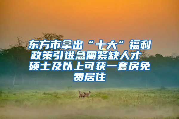 东方市拿出“十大”福利政策引进急需紧缺人才 硕士及以上可获一套房免费居住