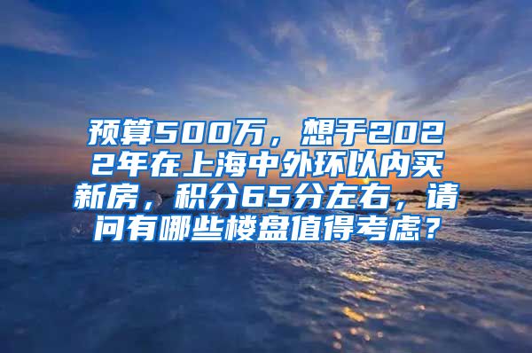 预算500万，想于2022年在上海中外环以内买新房，积分65分左右，请问有哪些楼盘值得考虑？