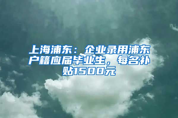 上海浦东：企业录用浦东户籍应届毕业生，每名补贴1500元