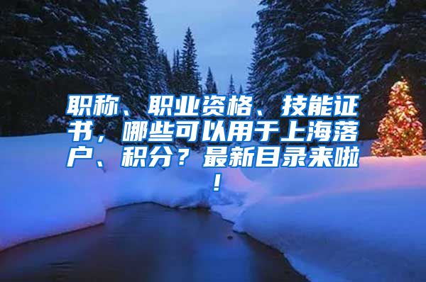 职称、职业资格、技能证书，哪些可以用于上海落户、积分？最新目录来啦！