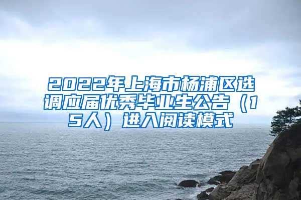 2022年上海市杨浦区选调应届优秀毕业生公告（15人）进入阅读模式