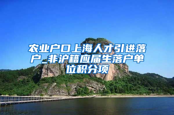 农业户口上海人才引进落户_非沪籍应届生落户单位积分项