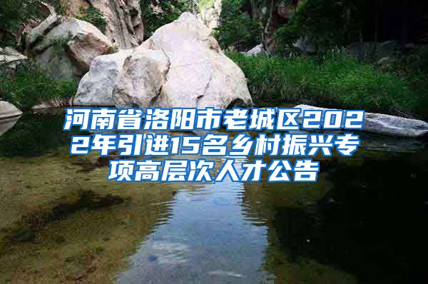 河南省洛阳市老城区2022年引进15名乡村振兴专项高层次人才公告