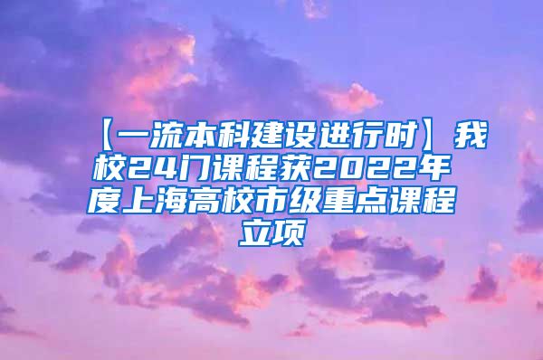 【一流本科建设进行时】我校24门课程获2022年度上海高校市级重点课程立项