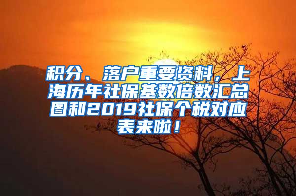 积分、落户重要资料，上海历年社保基数倍数汇总图和2019社保个税对应表来啦！