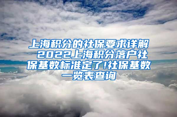 上海积分的社保要求详解 2022上海积分落户社保基数标准定了!社保基数一览表查询