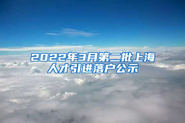 2022年3月第二批上海人才引进落户公示