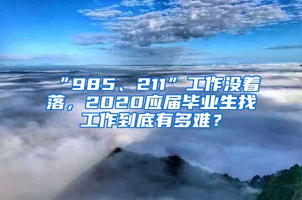 “985、211”工作没着落，2020应届毕业生找工作到底有多难？