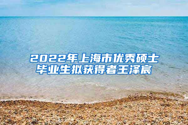 2022年上海市优秀硕士毕业生拟获得者王泽宸