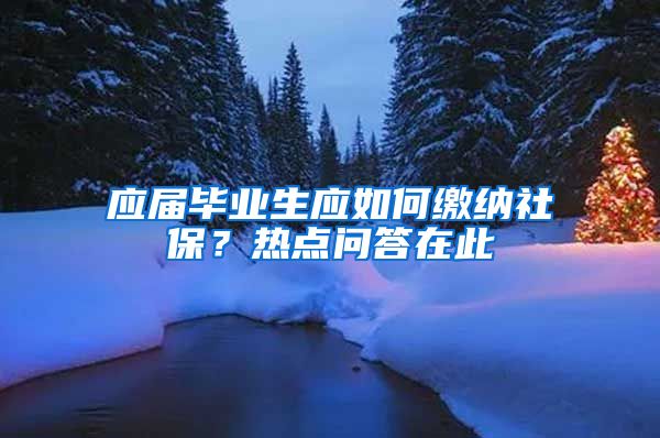 应届毕业生应如何缴纳社保？热点问答在此→