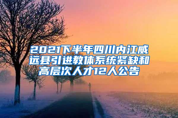 2021下半年四川内江威远县引进教体系统紧缺和高层次人才12人公告