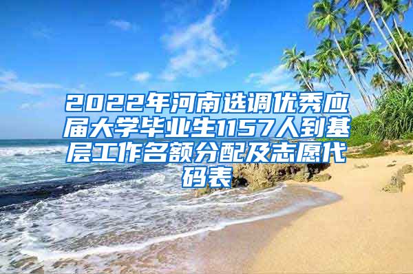 2022年河南选调优秀应届大学毕业生1157人到基层工作名额分配及志愿代码表