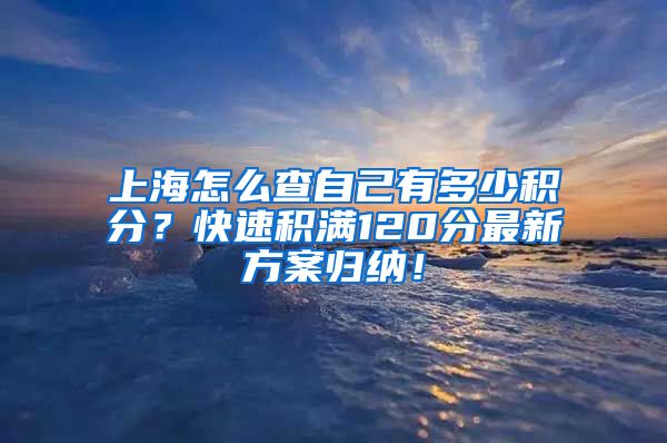 上海怎么查自己有多少积分？快速积满120分最新方案归纳！